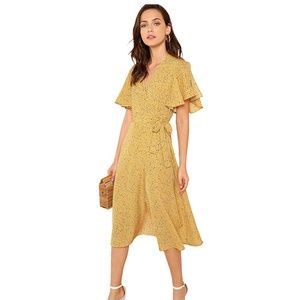 Women's Boho Deep V Neck Floral Chiffon Wrap